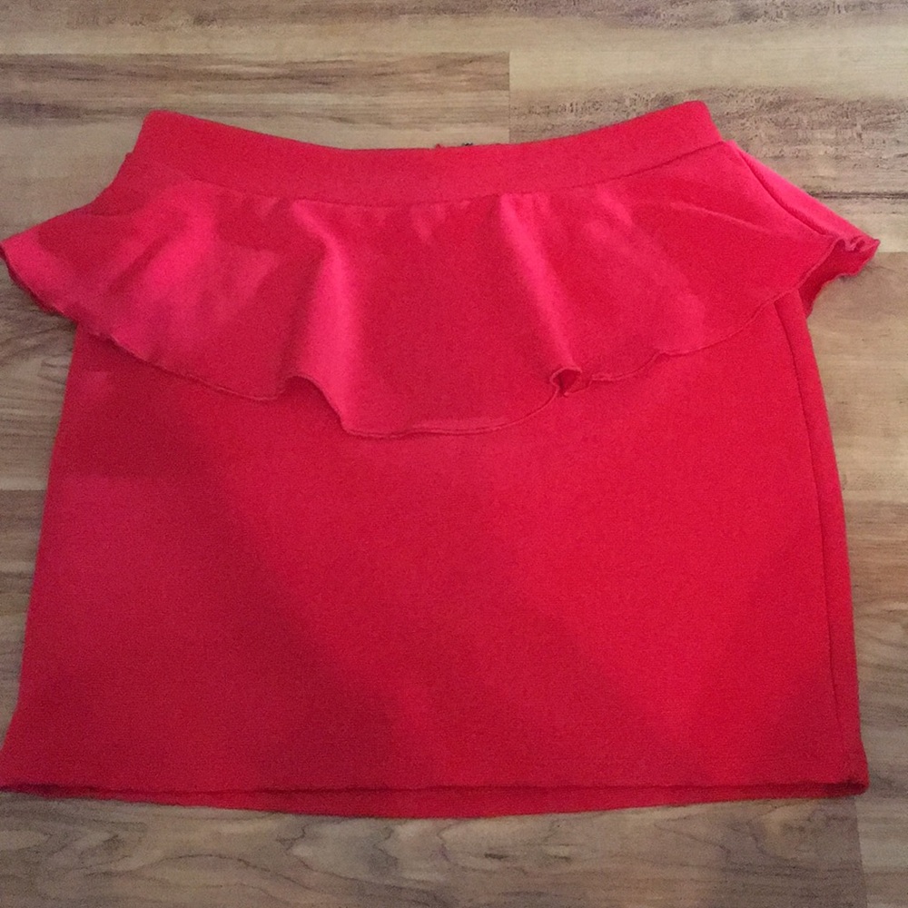 Red fit and flare skirt